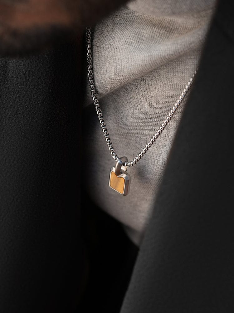 Tiger Eye Square Pendant Necklace RTZN