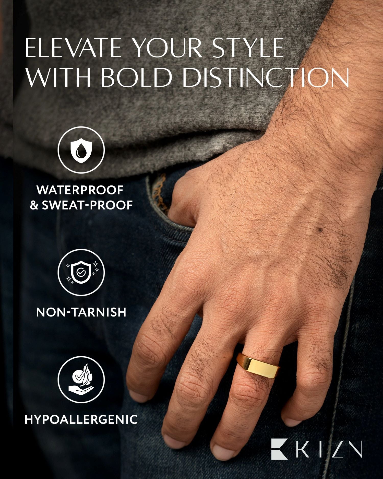 Rectangle Signet Rings (Gold) RTZN