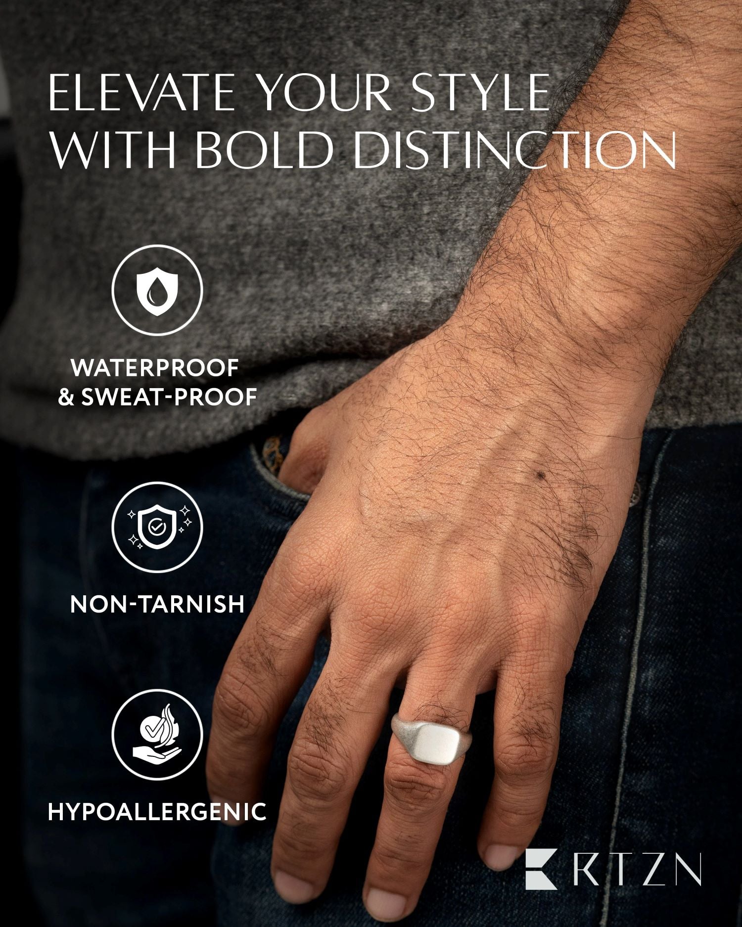 Square Signet Rings (Oxidized) RTZN