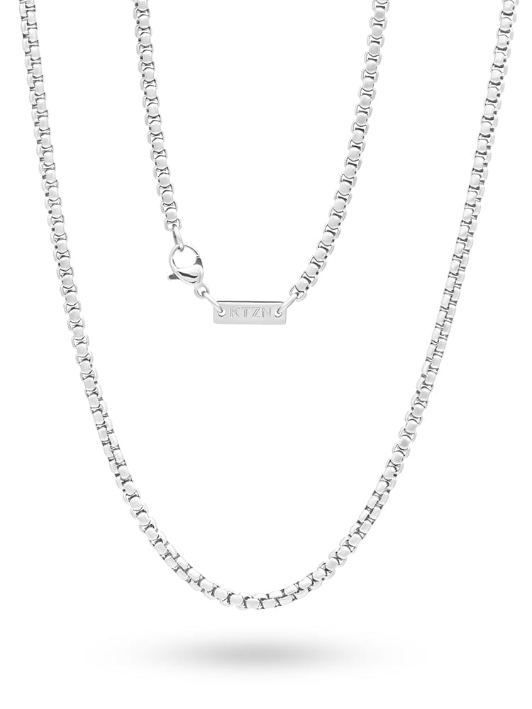 RTZN Silver Box Chain for Men Necklace