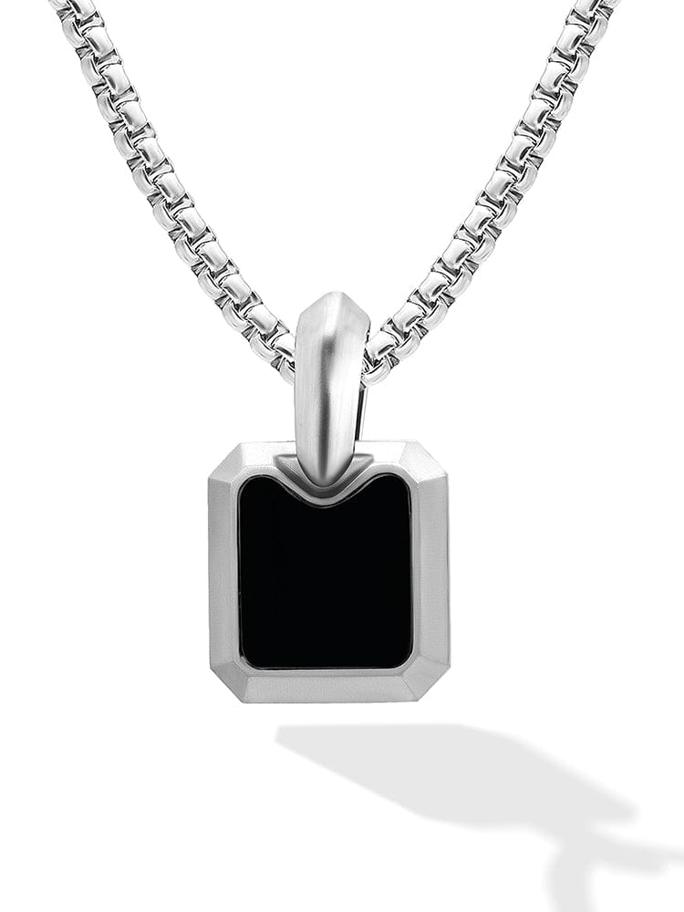 Black Onyx Square Pendant Necklace RTZN