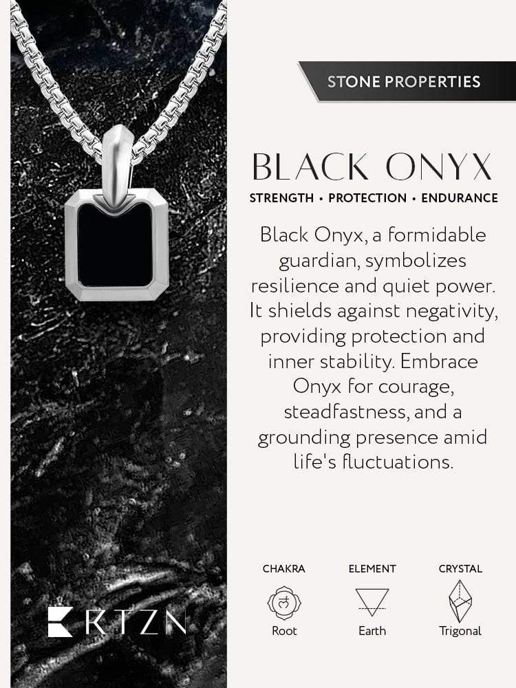 Black Onyx Square Pendant Necklace