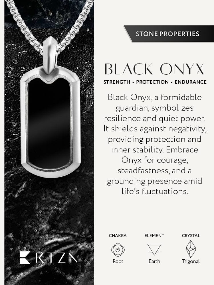 Black Onyx Dog Tag Pendant Necklace RTZN