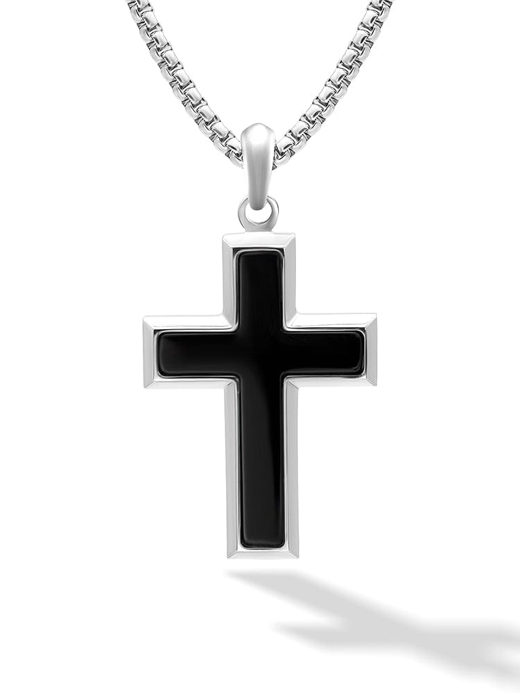 Black Onyx Cross Pendant Necklace RTZN