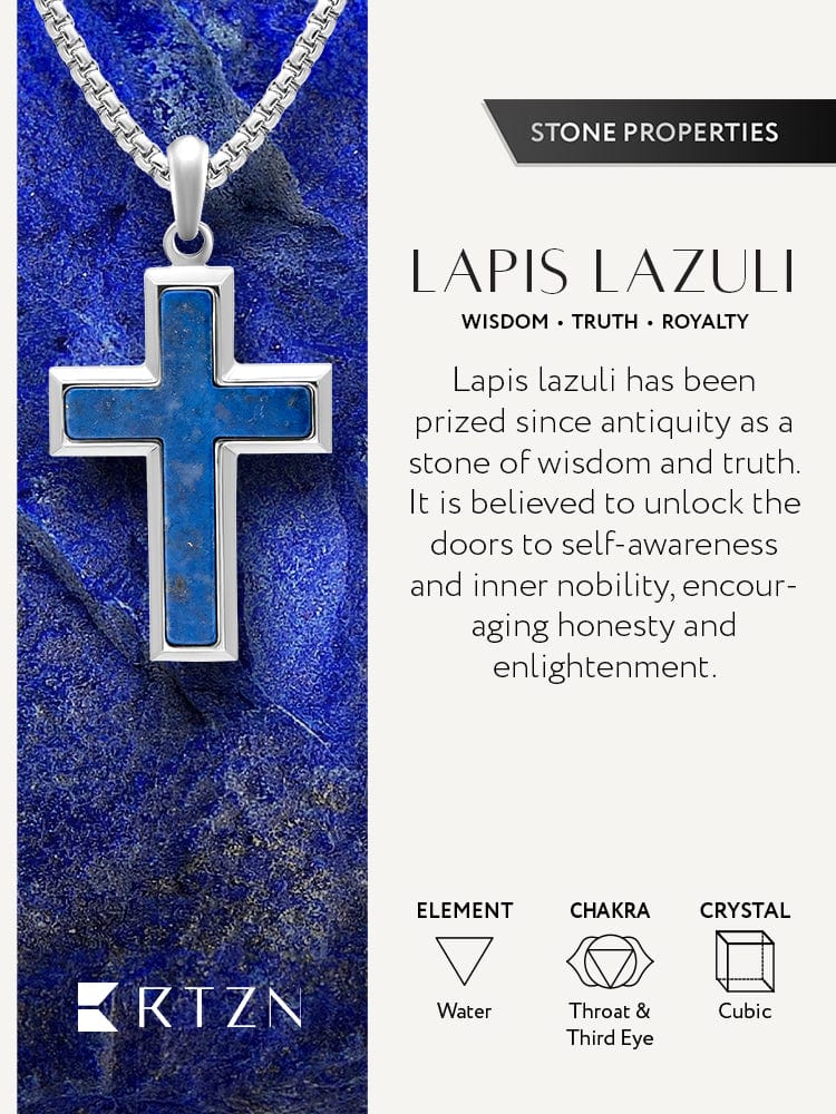 Lapis Lazuli Cross Pendant Necklace RTZN