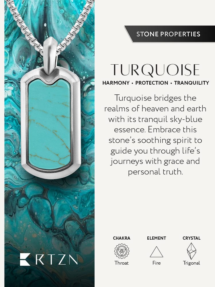 Turquoise Dog Tag Pendant Necklaces RTZN