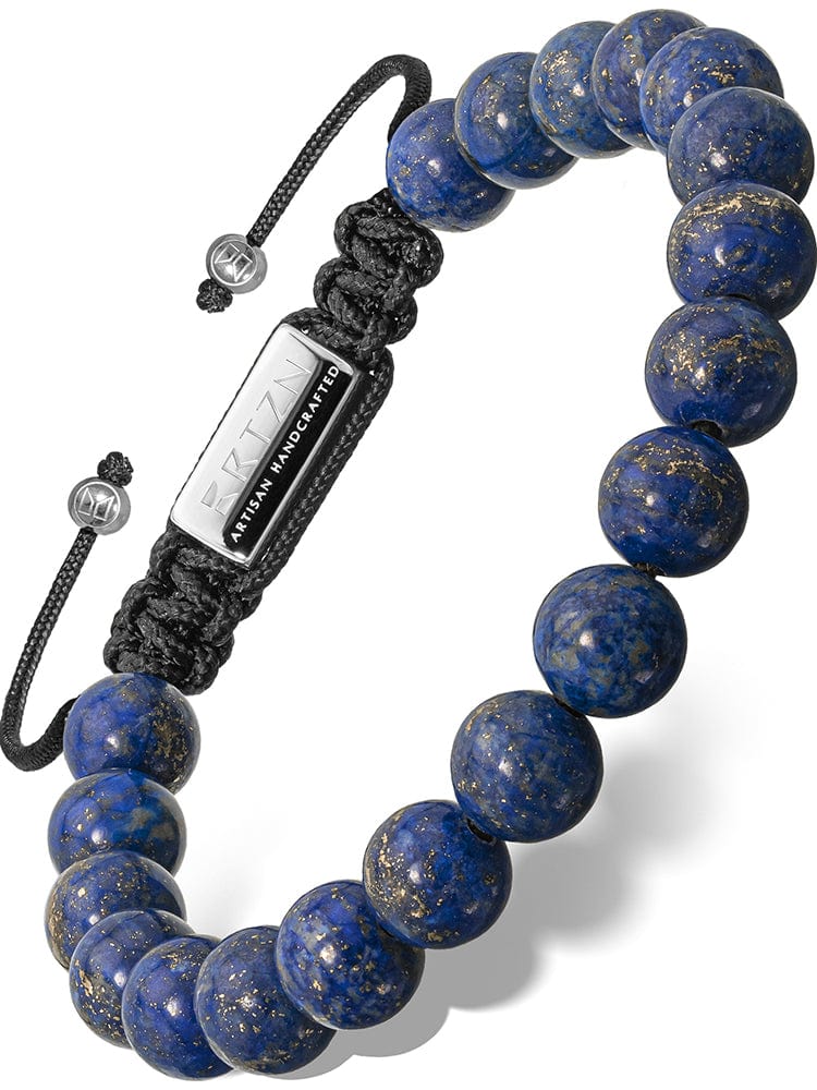 Shiny and Matte Natural Blue Lapis Lazuli Mens 12mm Beaded Bracelet Gemstone Bracelet high quality with Handmade Sterling Silver Bali Bead