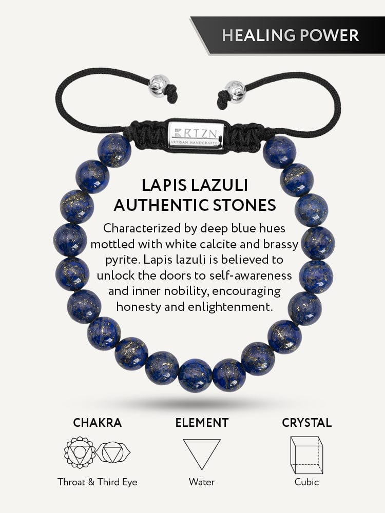 Men’s Blue Lapis Lazuli Beaded Bracelet Bali RTZN