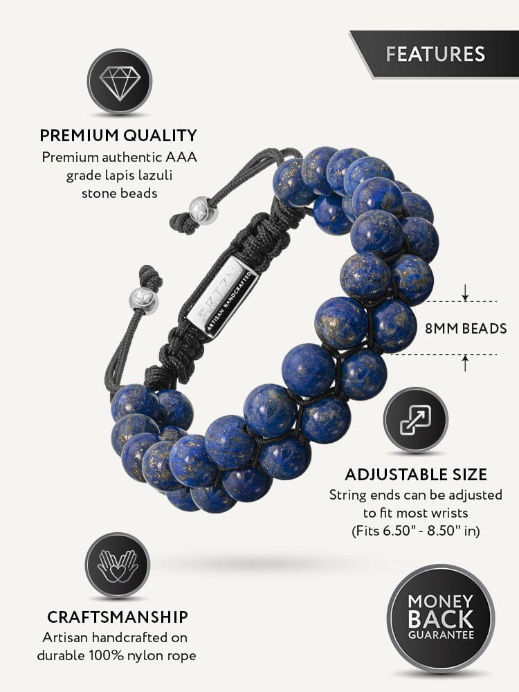Men’s Blue Lapis Lazuli Beaded Bracelet Morocco RTZN