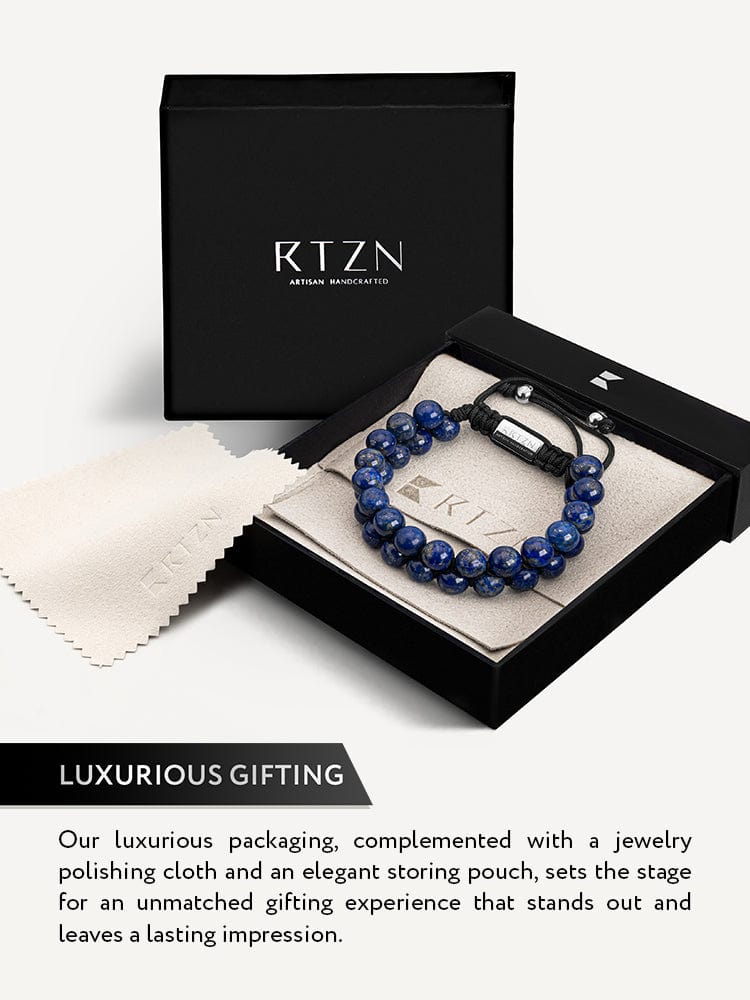 Men’s Blue Lapis Lazuli Beaded Bracelet Morocco RTZN