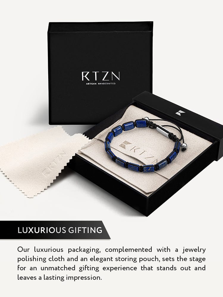 Men’s Blue Lapis Lazuli Beaded Bracelet Havana RTZN