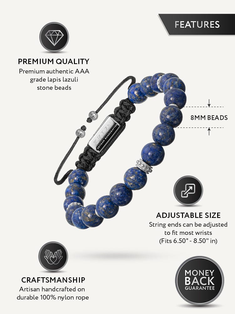 Men’s Blue Lapis Lazuli Beaded Bracelet Mykonos RTZN