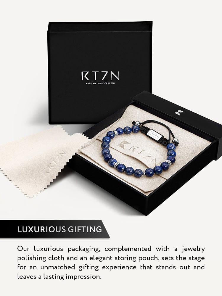 Men’s Blue Lapis Lazuli Beaded Bracelet Mykonos RTZN