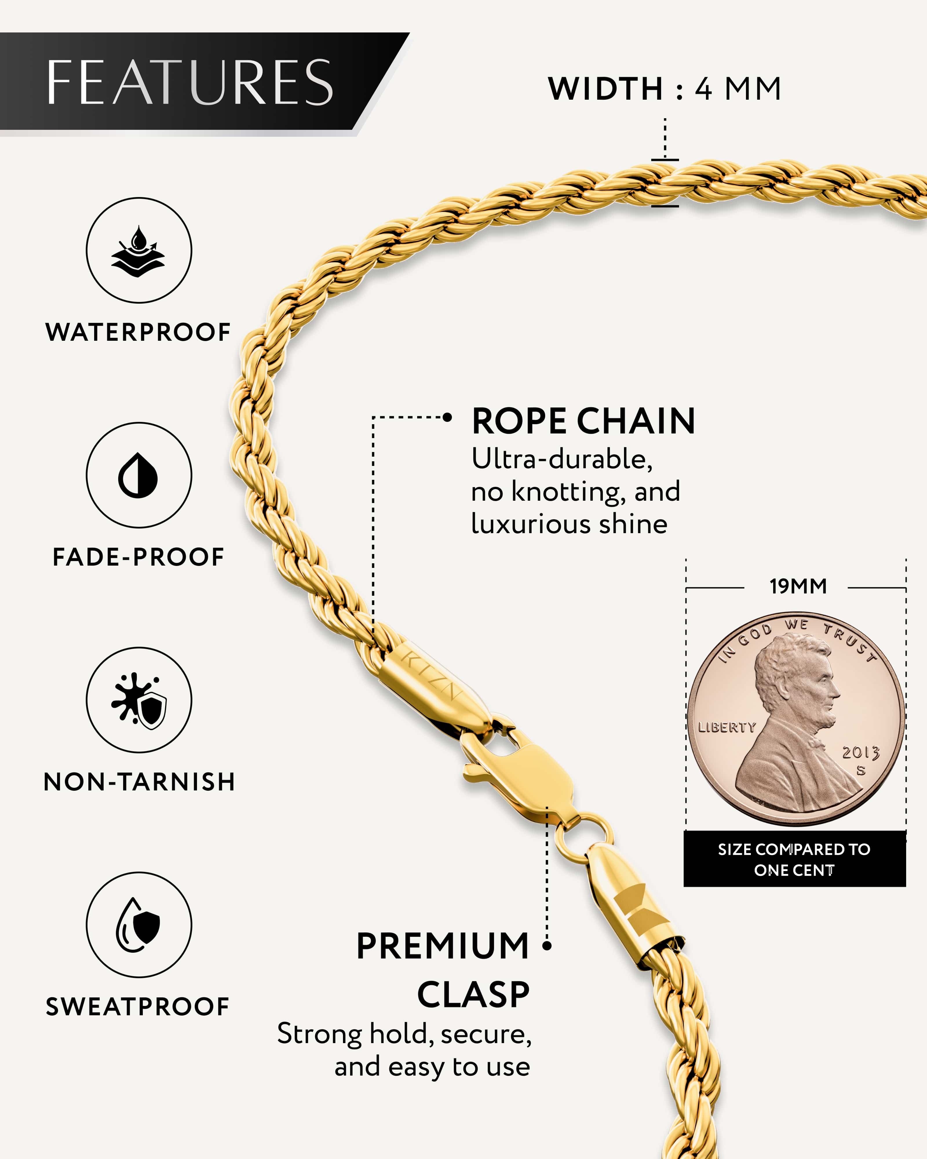 Gold Rope Chain (4mm)