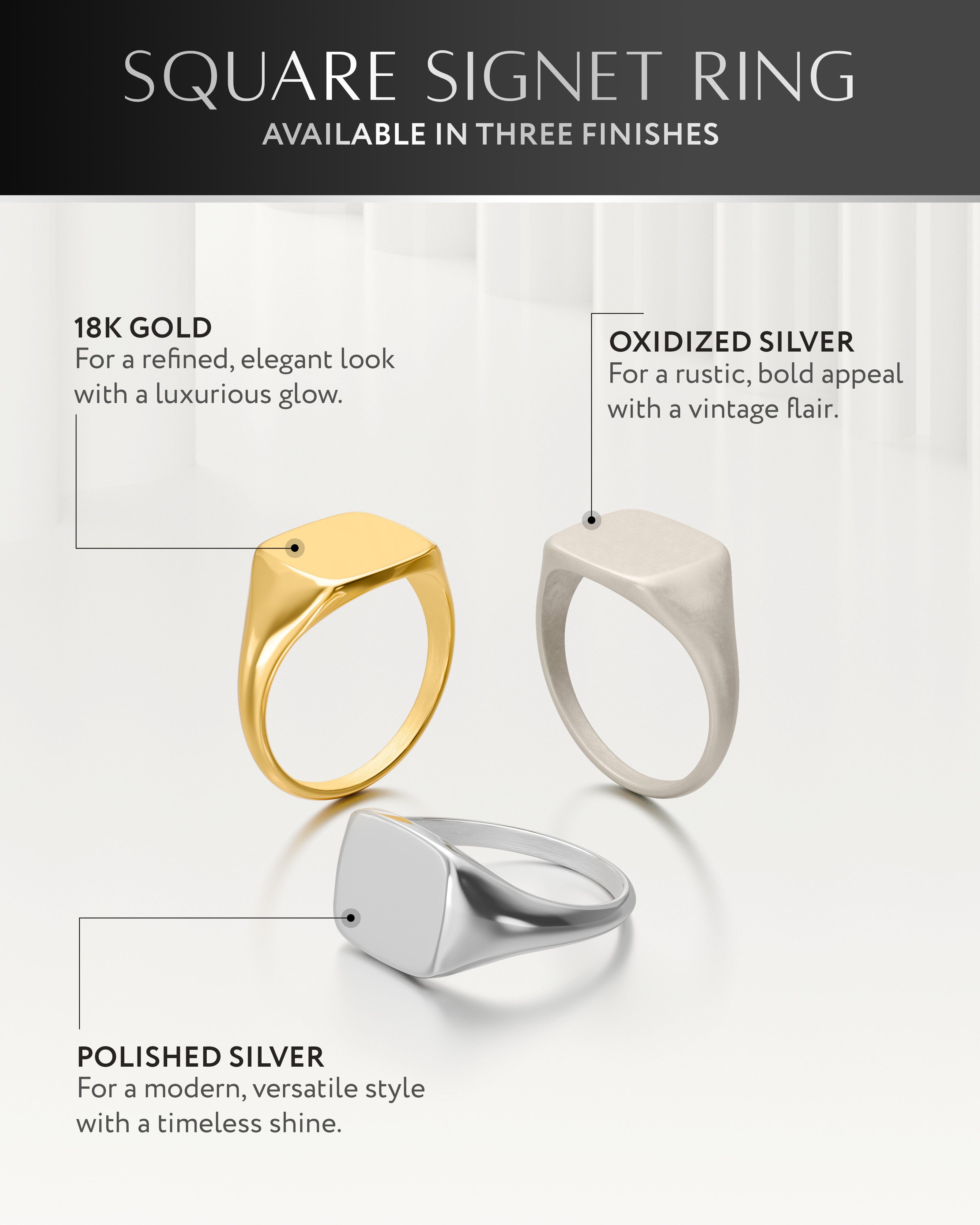 Square Signet Rings (Gold) RTZN