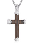 Ebony Wood Cross Pendant (Silver) RTZN