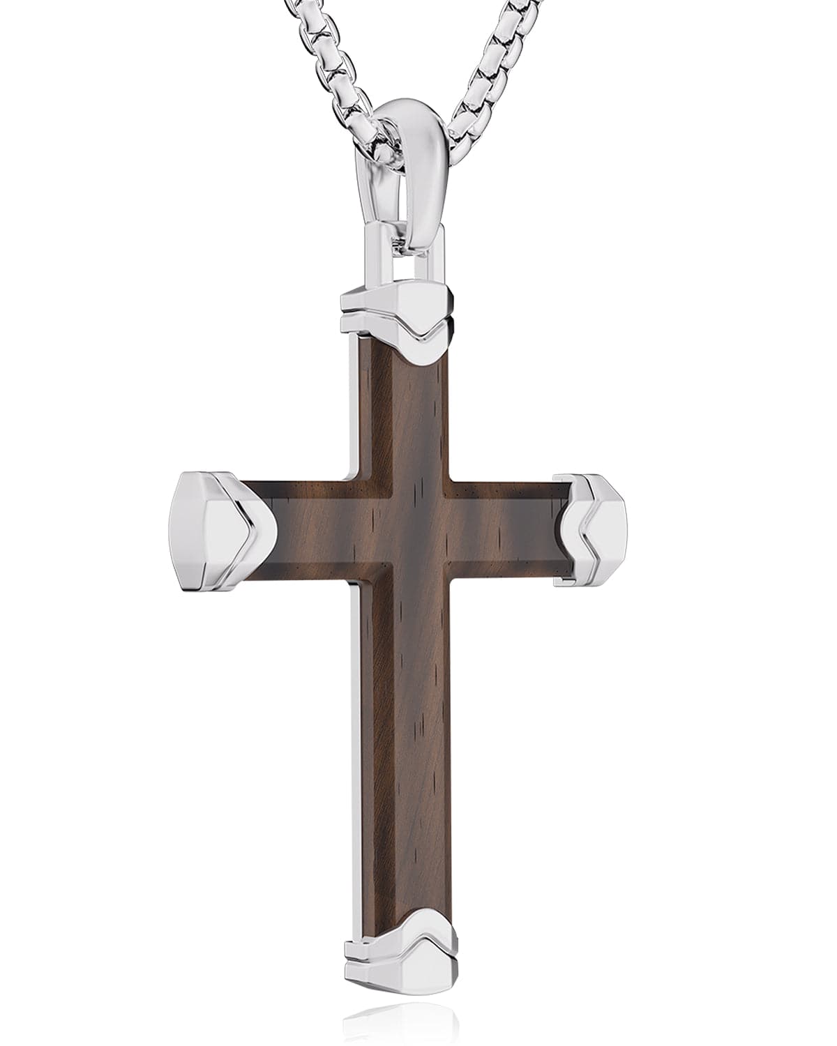 Ebony Wood Cross Pendant (Silver)