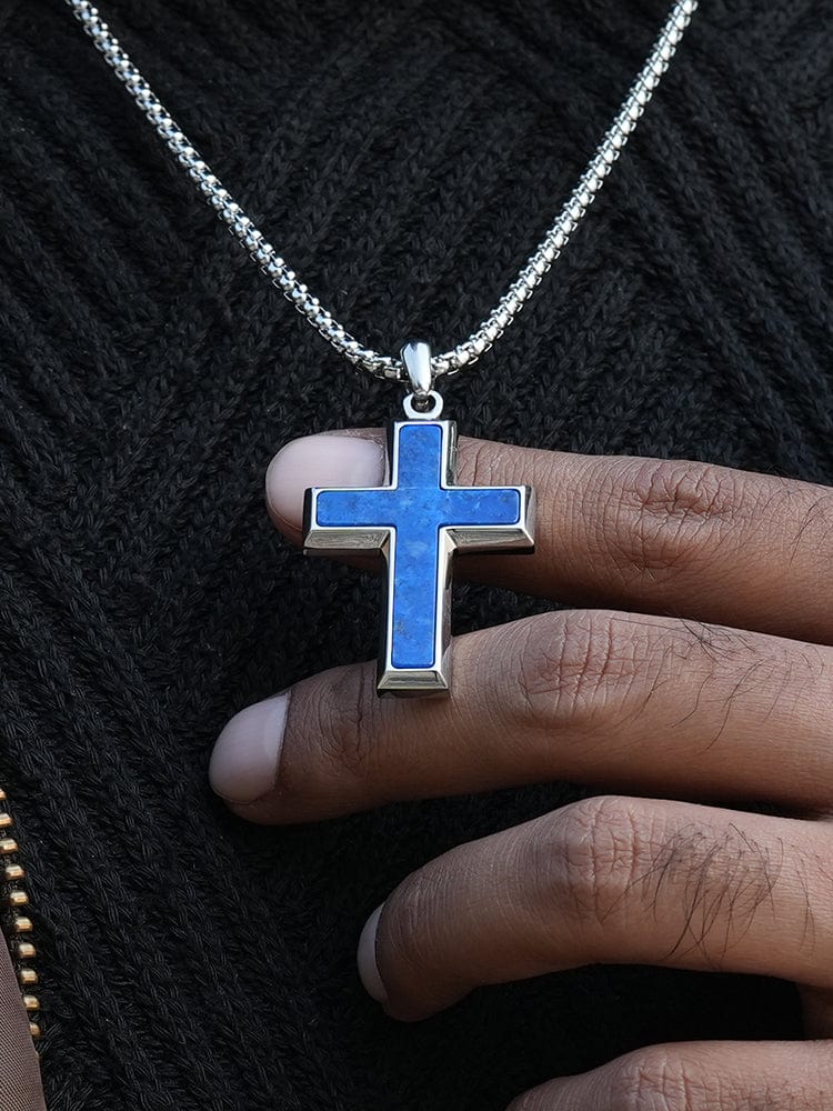 Lapis Lazuli Cross Pendant Necklace RTZN