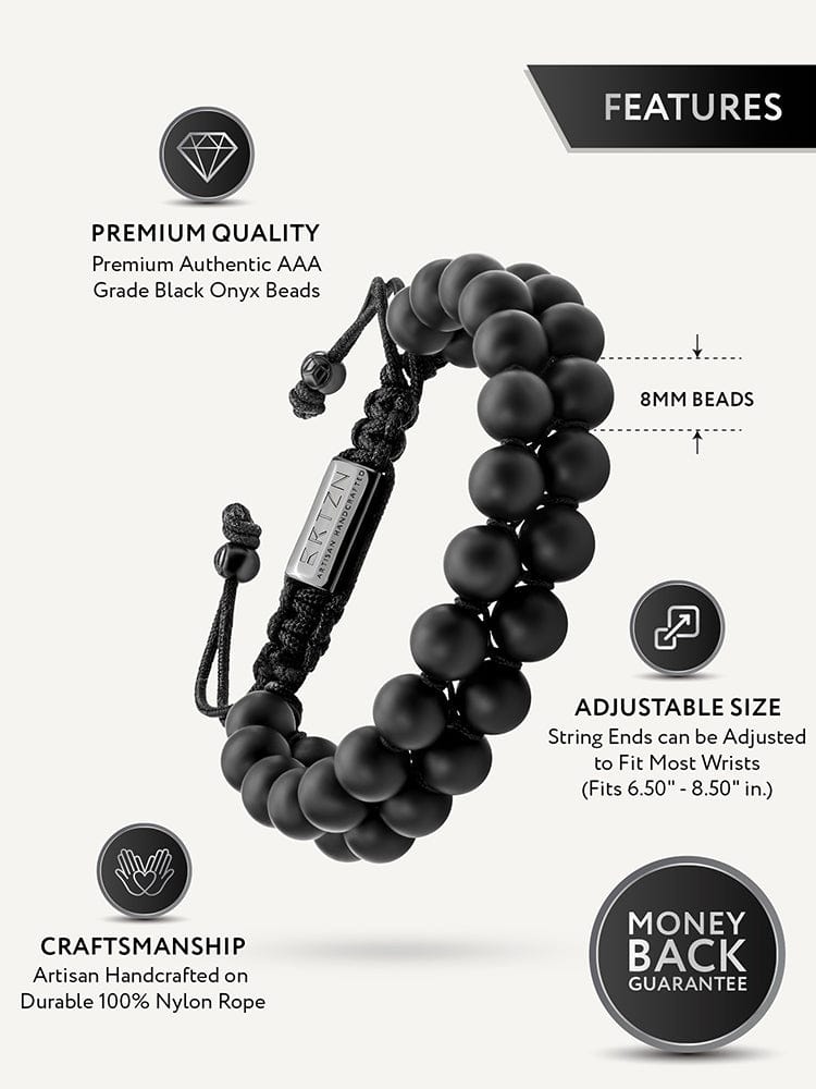 Men's Black Onyx Beaded Bracelet - Morocco RTZN