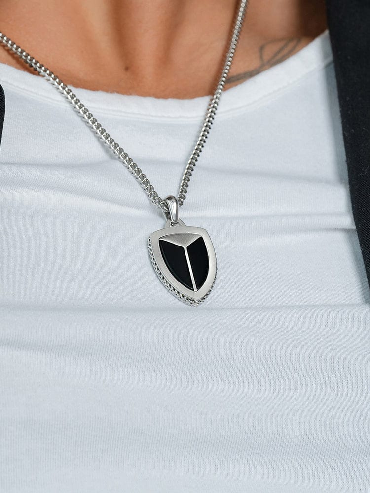 Black Onyx Shield Pendant Necklace RTZN