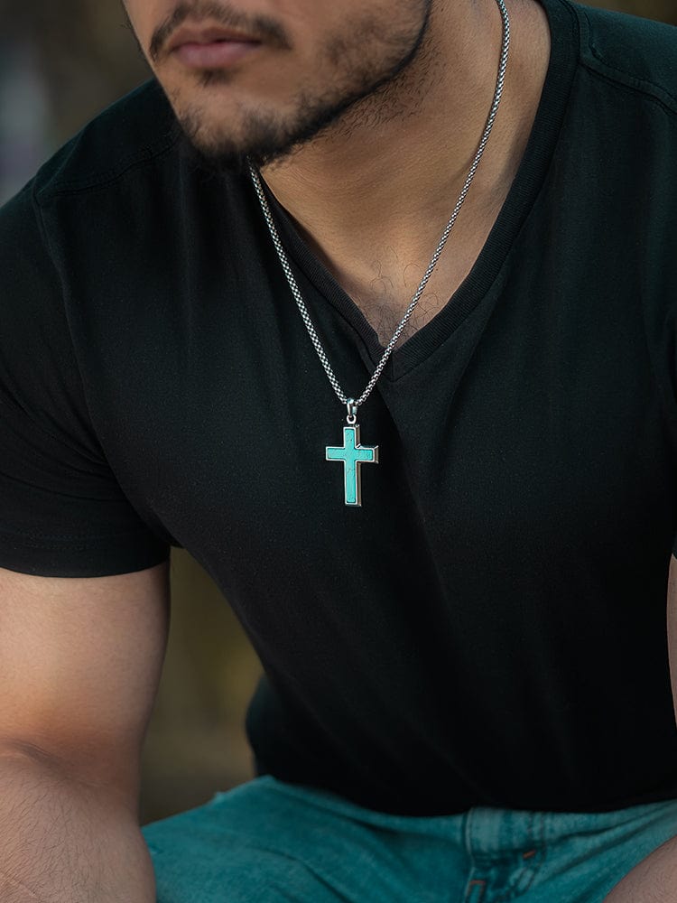 Turquoise Cross Pendant Necklaces RTZN