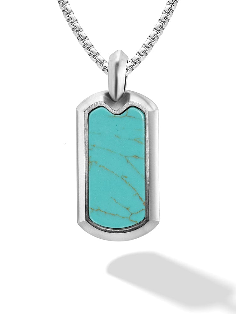 Turquoise Dog Tag Pendant Necklaces for Men