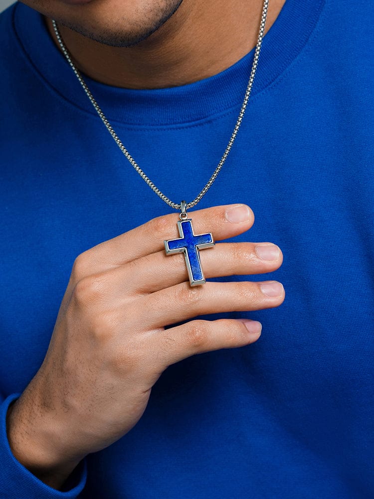 Lapis Lazuli Cross Pendant Necklace RTZN