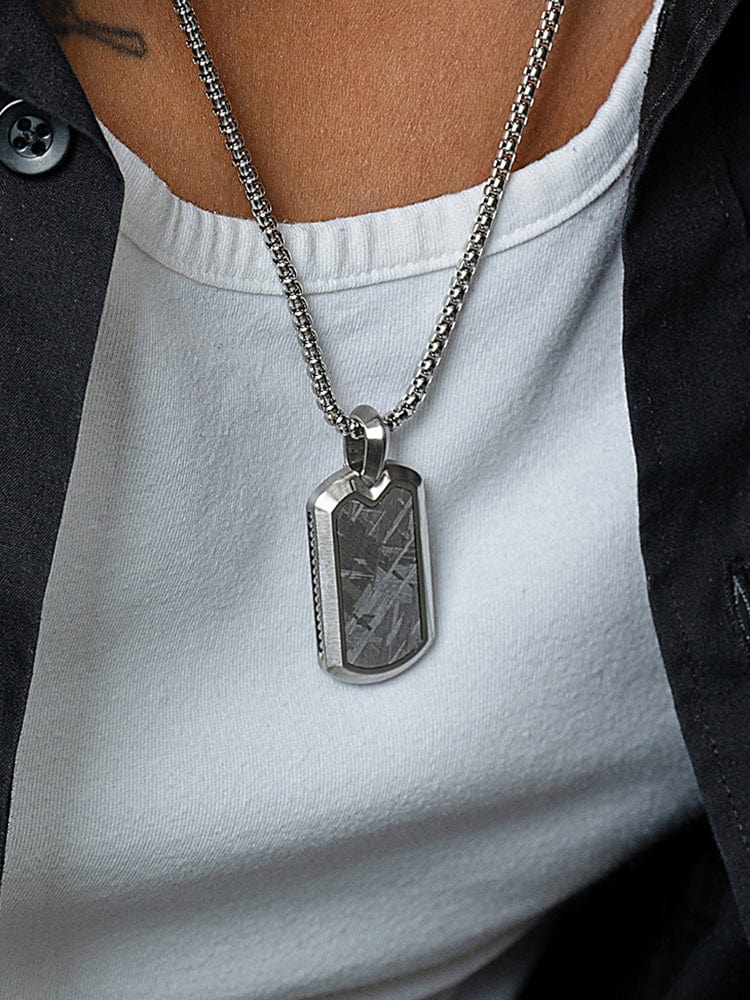 Meteorite Dog Tag Pendant Necklace RTZN