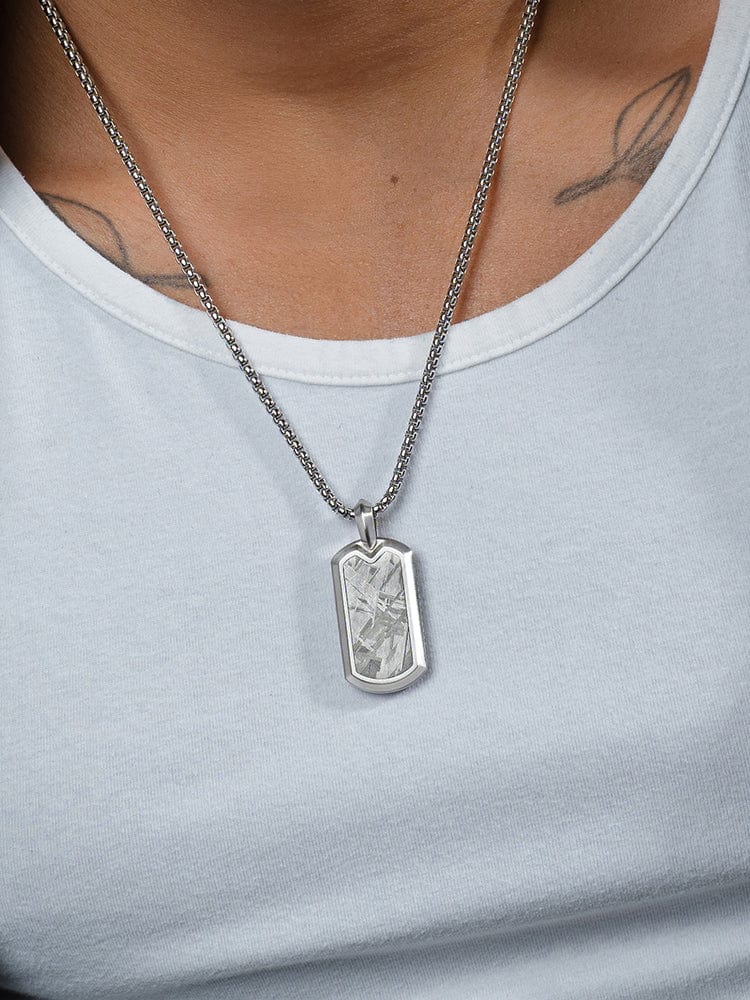 Meteorite Dog Tag Pendant Necklace RTZN