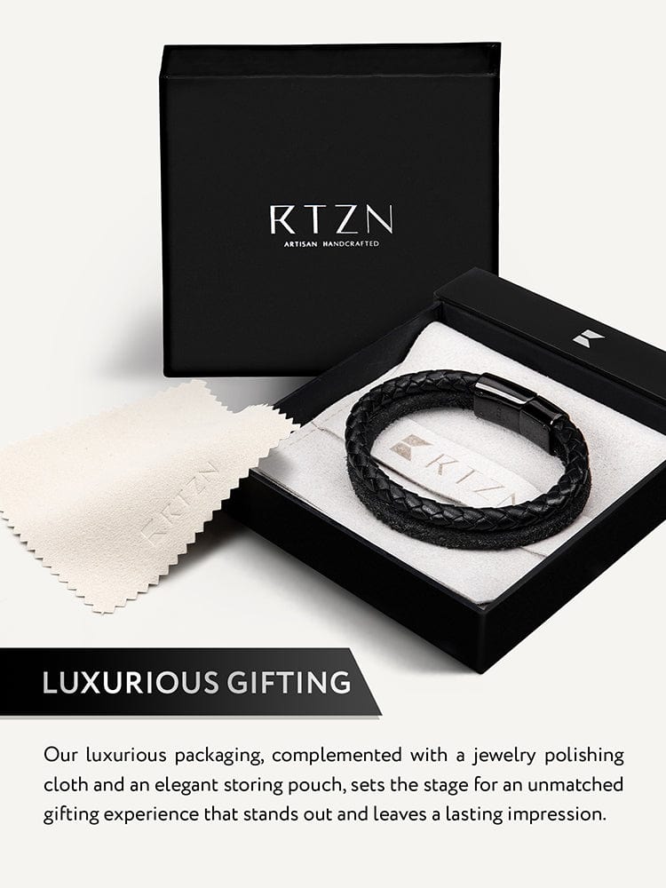 Double Black Suede & Braided Leather Bracelet RTZN