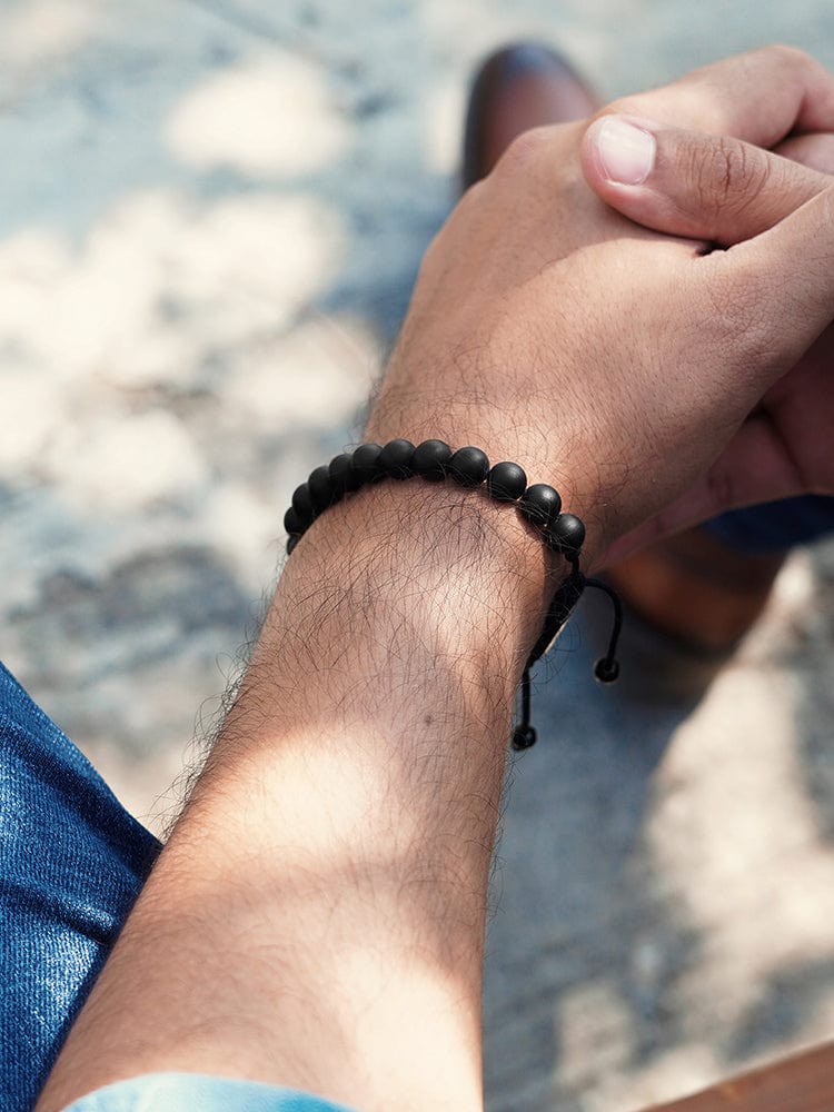 Men's Black Onyx Beaded Bracelet - Bali RTZN