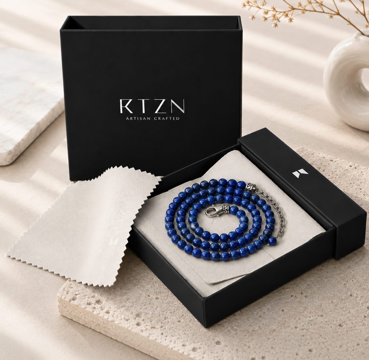 Men Lapis Lazuli Beaded Necklace – RTZN Natural Stone