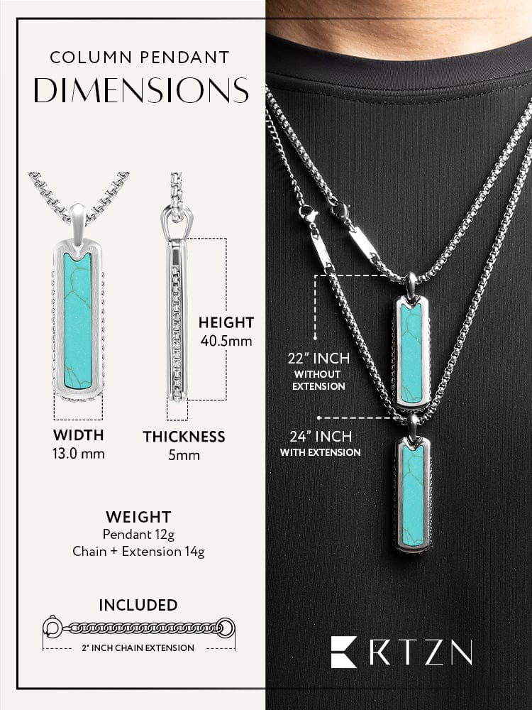 Turquoise Column Pendant Necklaces for Men