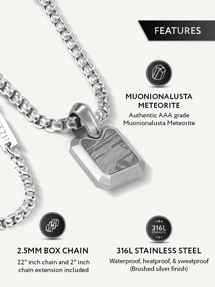 Meteorite Square Pendant Necklace RTZN