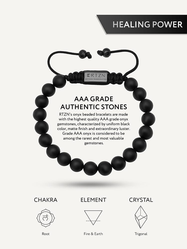 Men's Black Onyx Beaded Bracelet - Bali RTZN