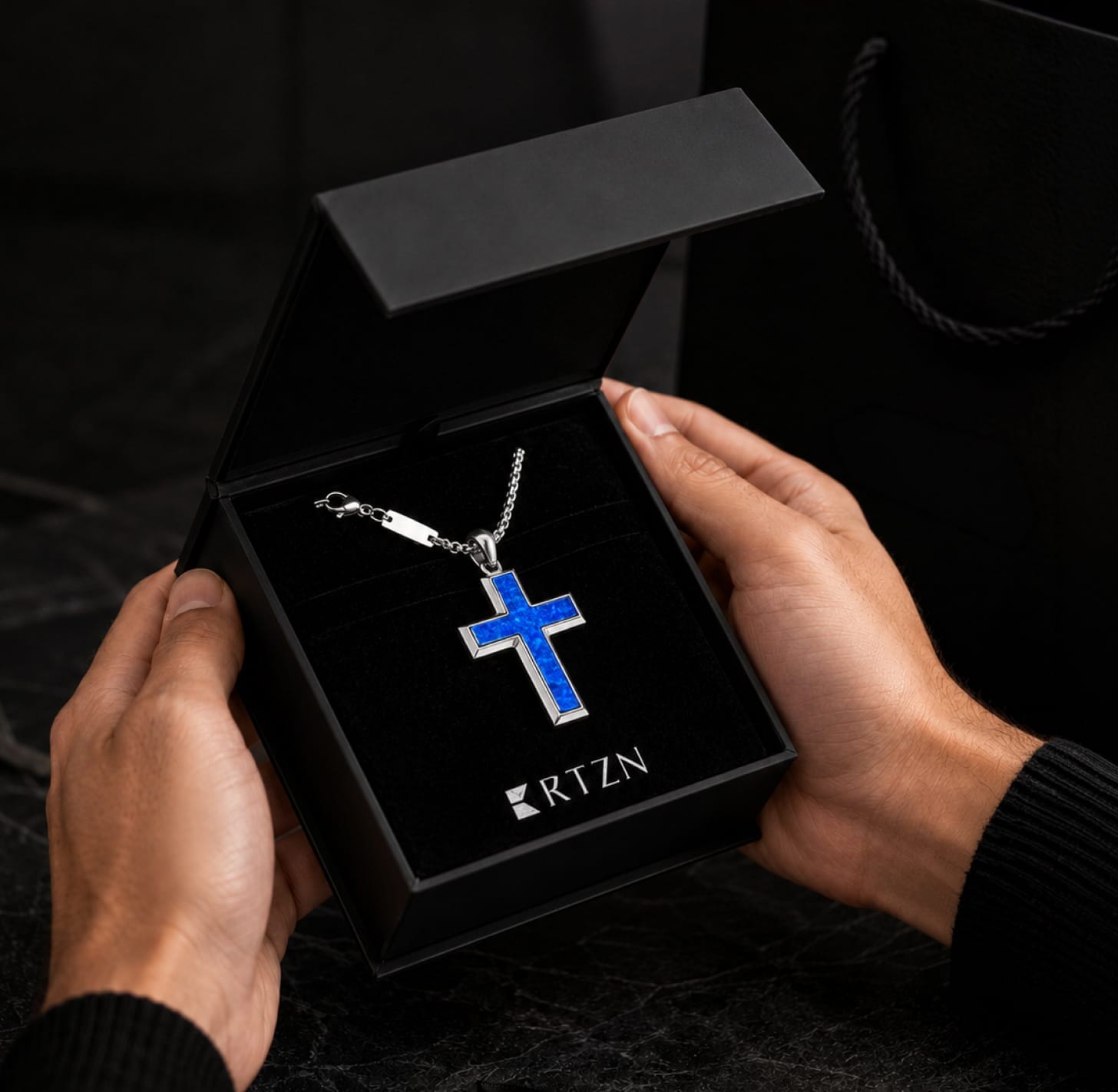 Lapis Lazuli Cross - Lapis Lazuli Cross Pendant Necklace for Men