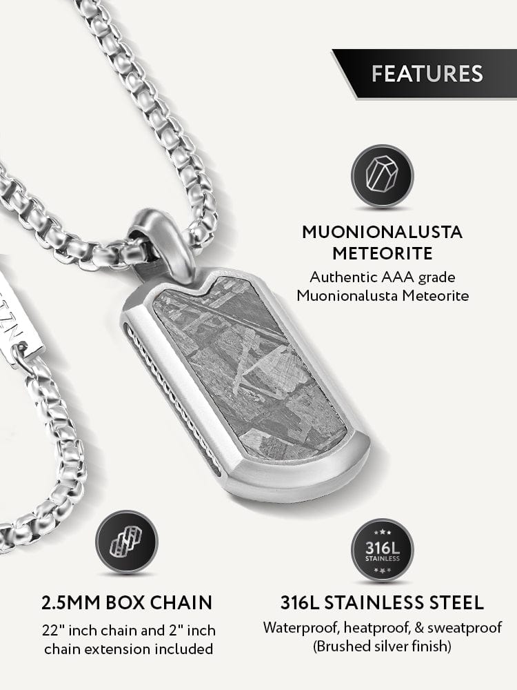 Meteorite Dog Tag Pendant Necklace