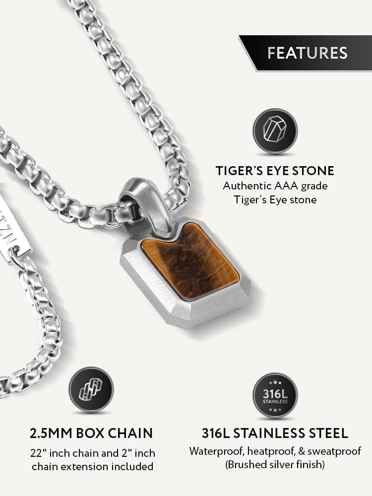 Tiger Eye Square Pendant Necklace RTZN