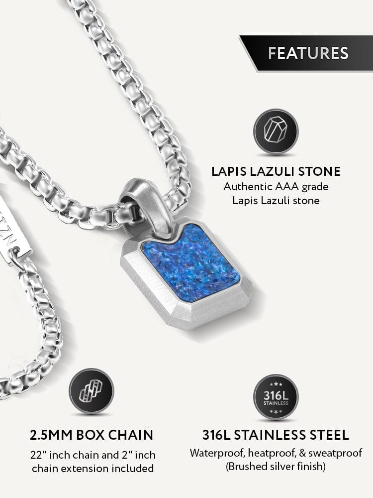 Lapis Lazuli Square Pendant Necklace RTZN