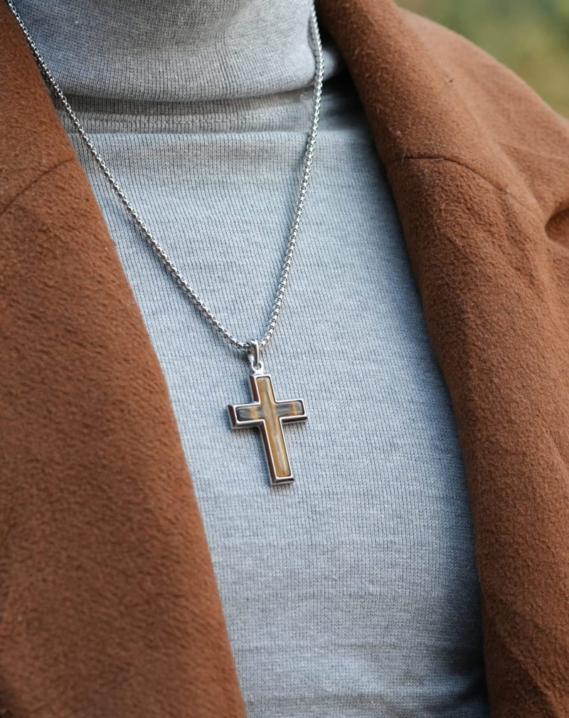 MEN'S #1 TIGER EYE CROSS