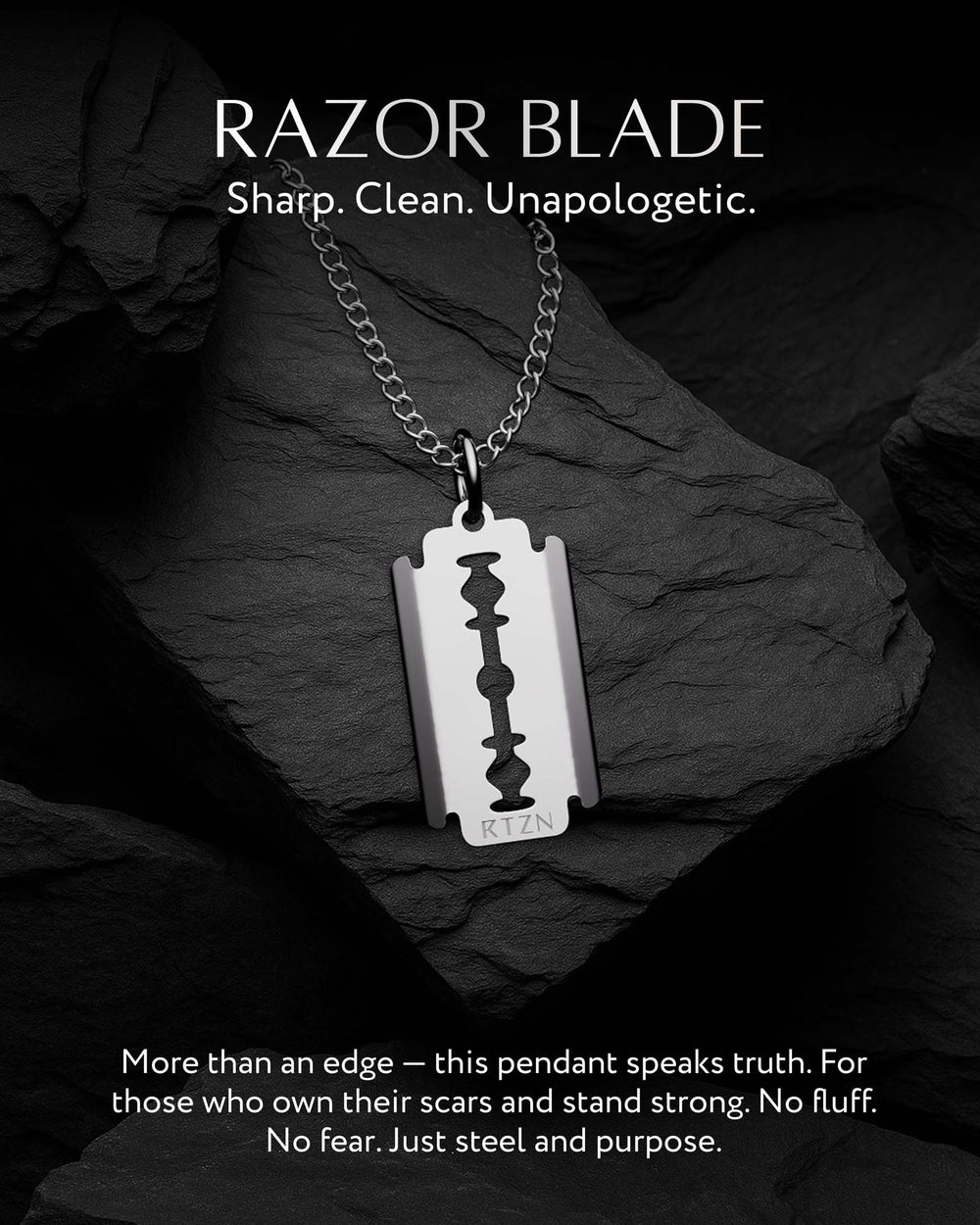 Men's Razor Blade Pendant Necklace – Edge & Steel | RTZN