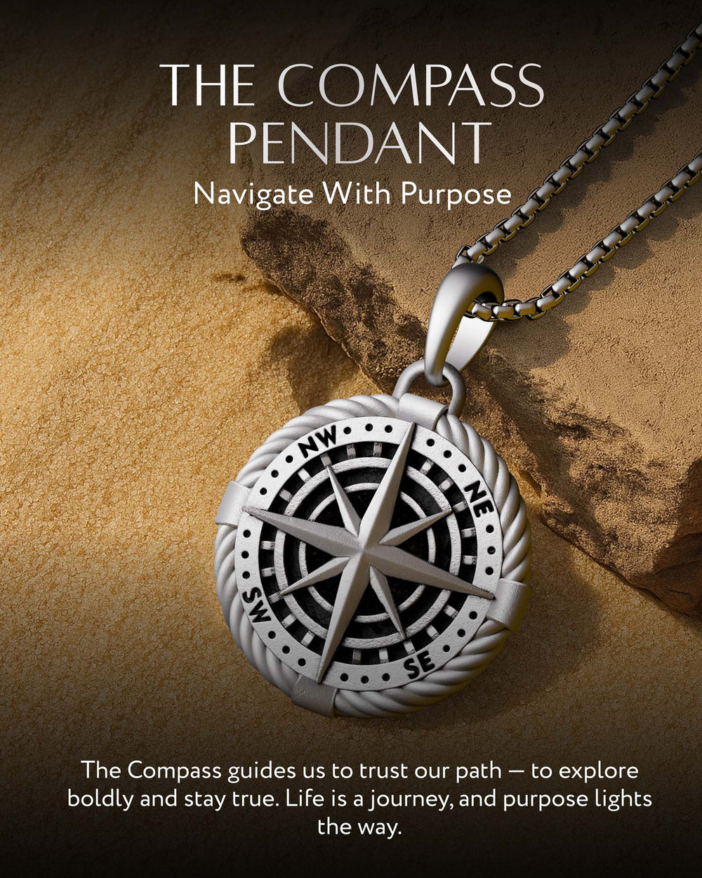 Men's Compass Pendant Necklace – Stainless Steel | RTZN