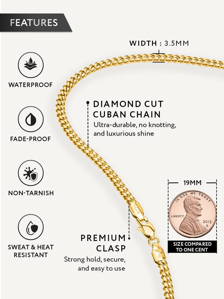 Gold Cuban Link Chain (3.5mm) RTZN