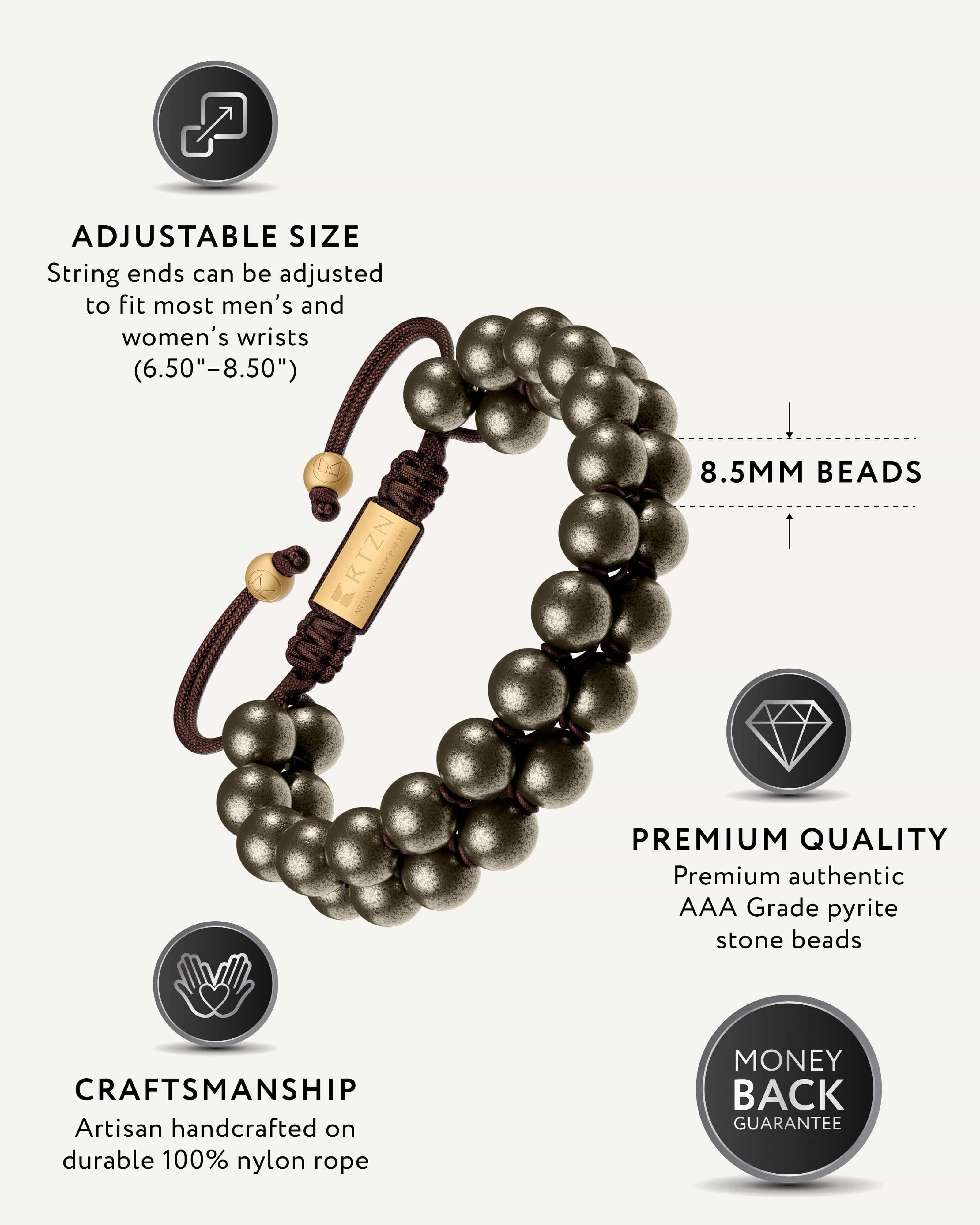 Pyrite Beaded Bracelet - Morocco