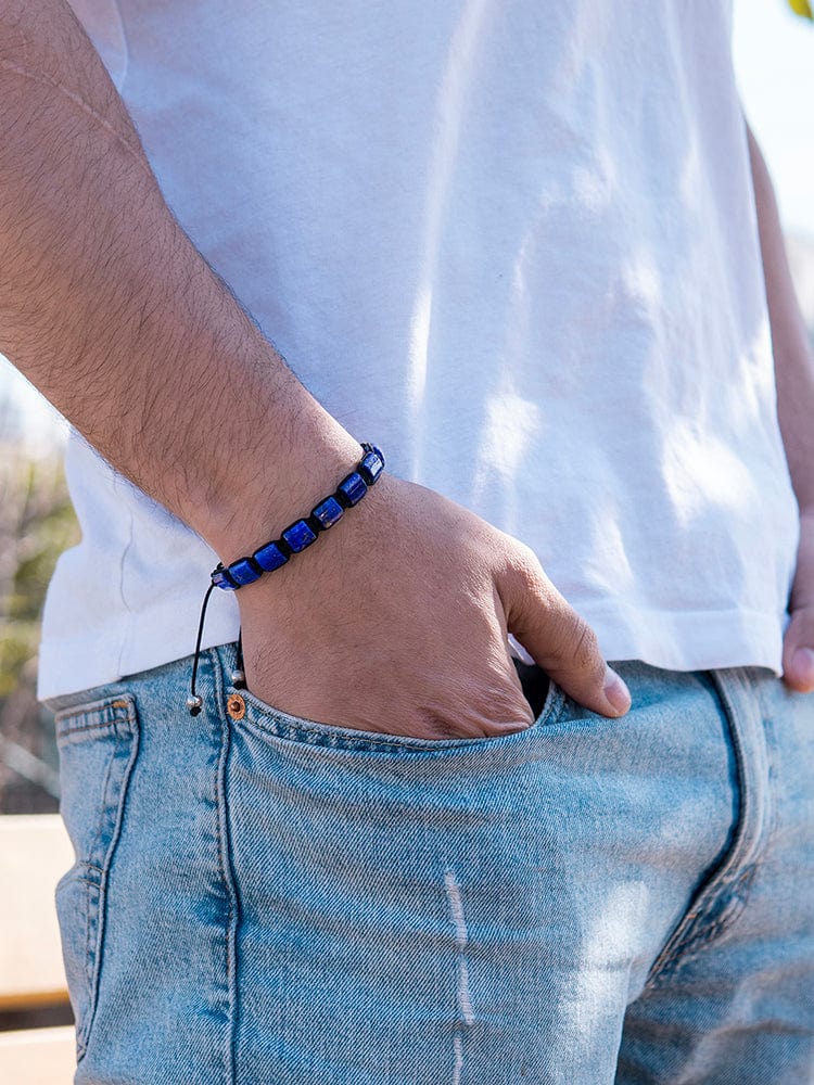 Men’s Blue Lapis Lazuli Beaded Bracelet Havana