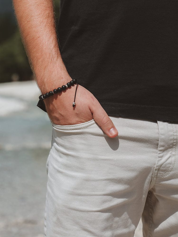 Men's Black Onyx Beaded Bracelet  - Mykonos RTZN