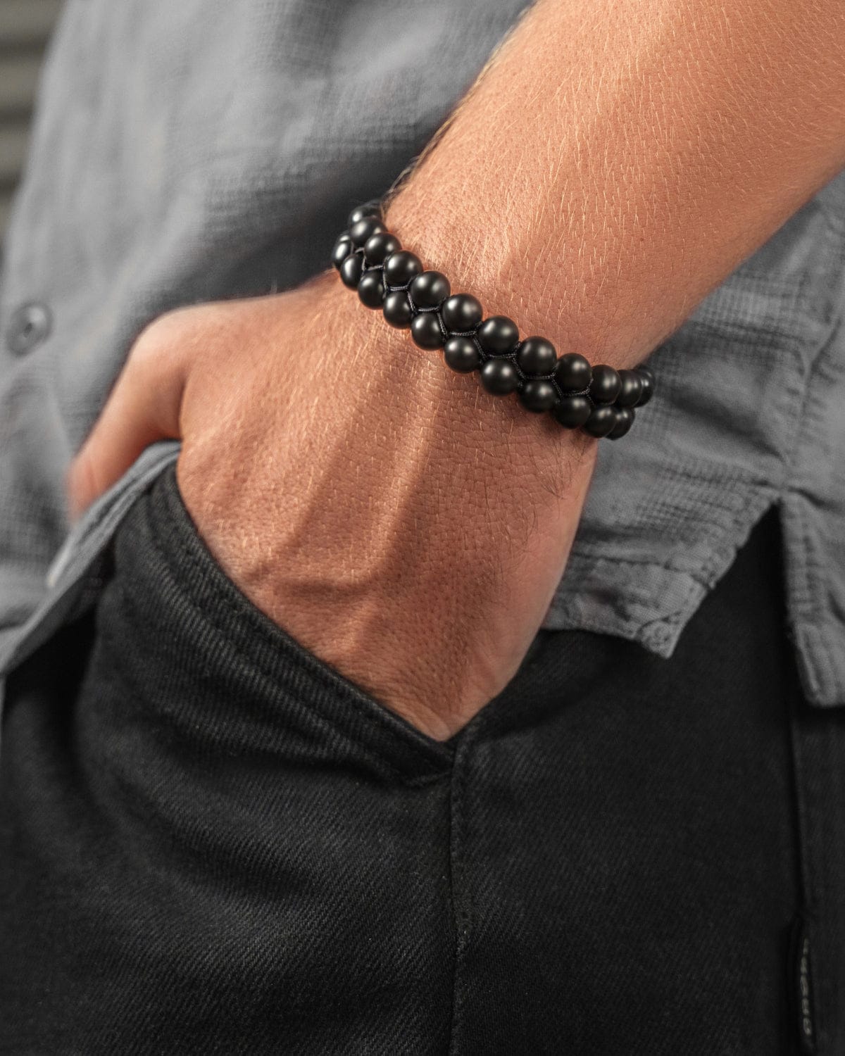 Black Tourmaline Beaded Bracelet - Morocco