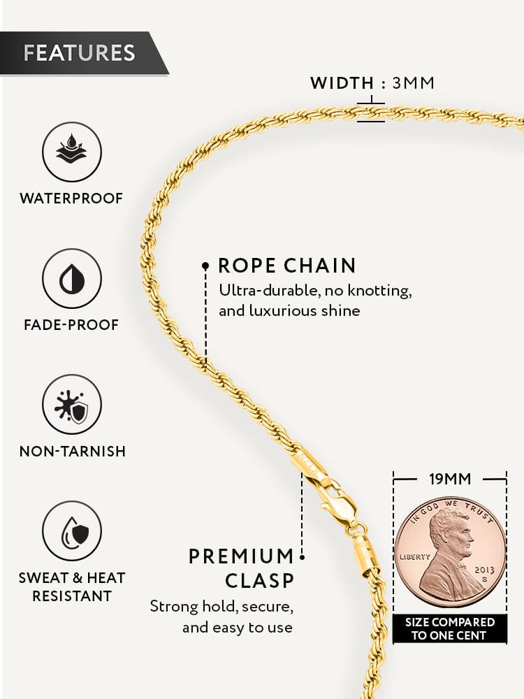 Gold Rope Chain (3mm) RTZN