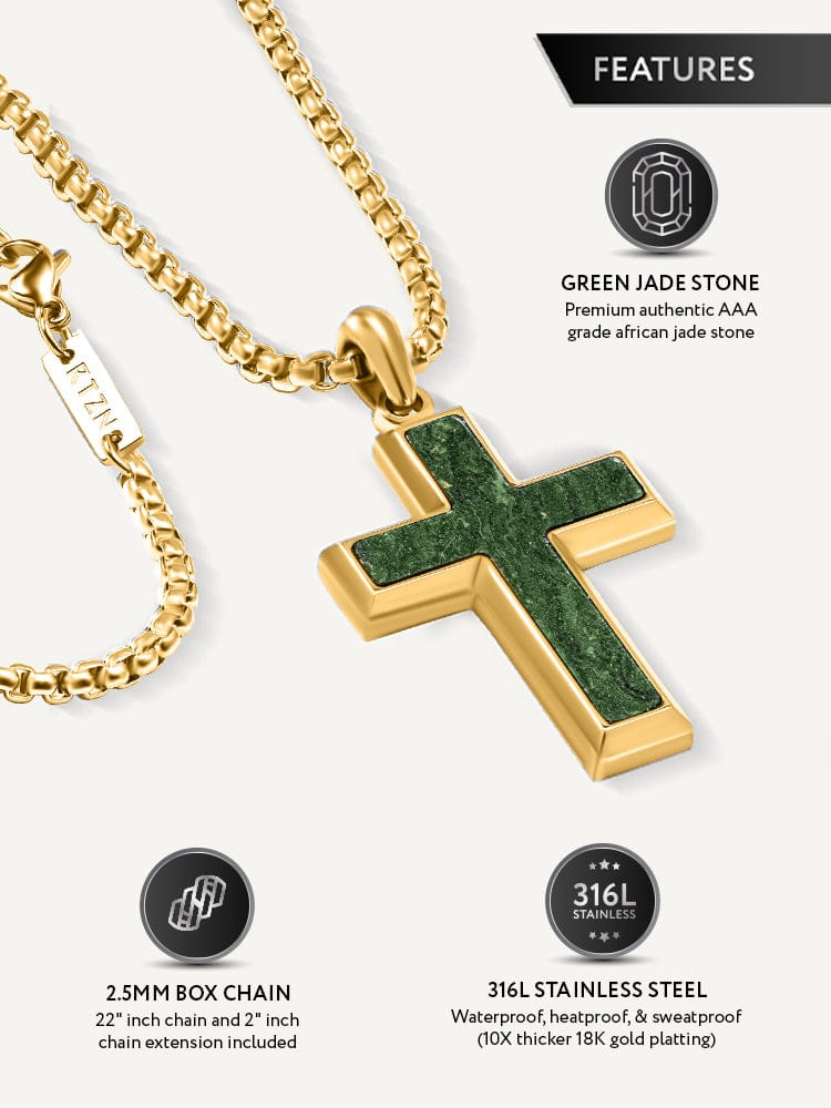 Jade Cross Pendant Necklace RTZN