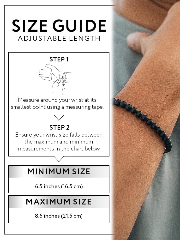 Pulsera de cuentas de ónix negro - Ajuste de cadena